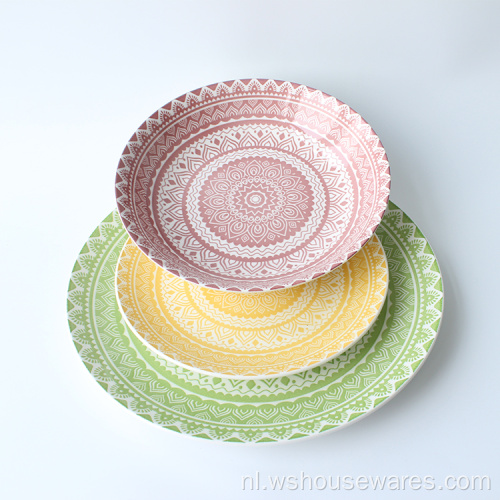 Populaire stijl keramische servies sets bowl lepel steengoed